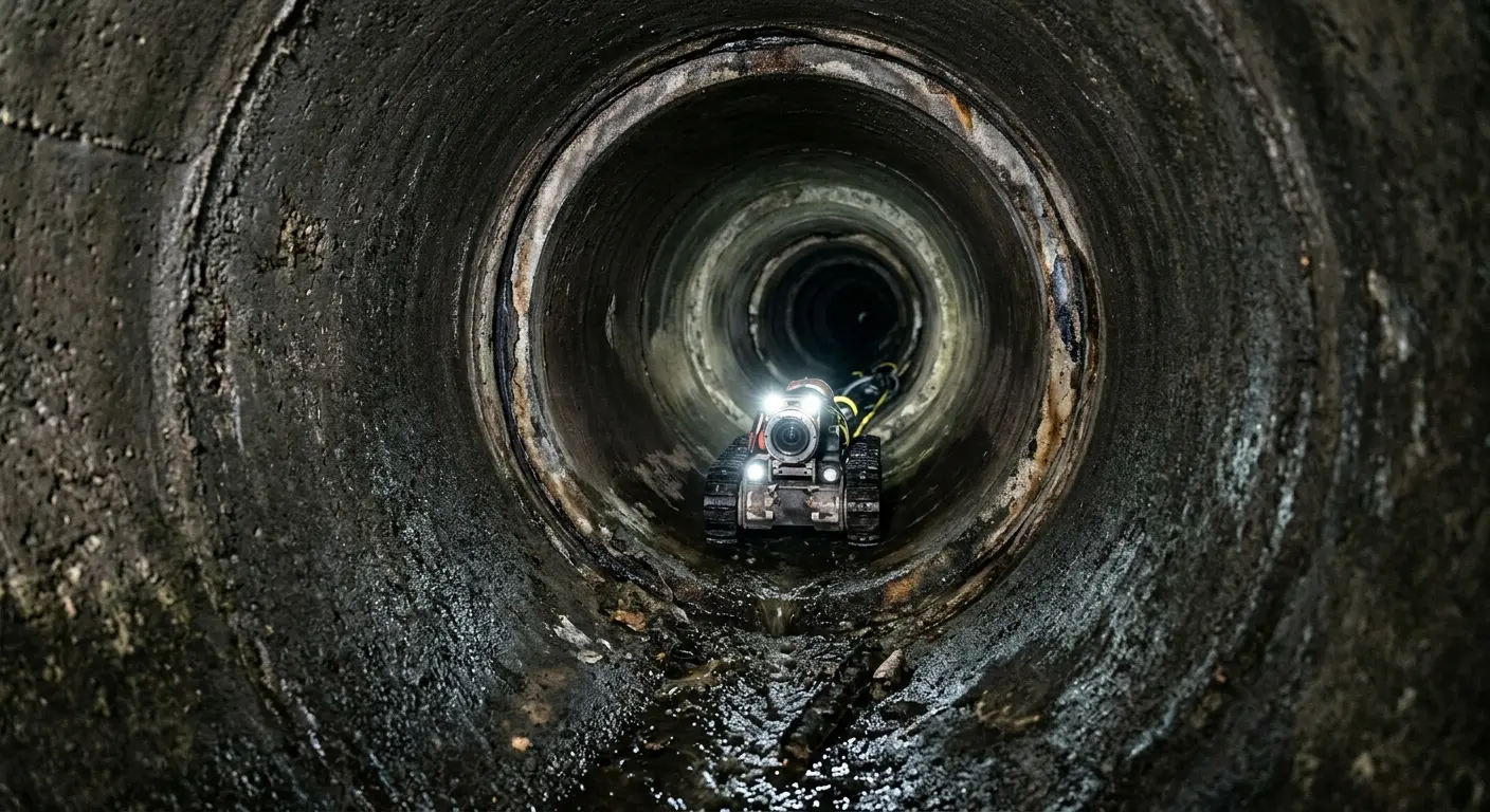Robotic sewer camera inspecting pipe interior for Sewer Line Repair in Dumfries